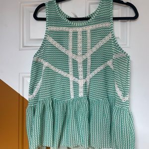 Free people peplum sheer crochet tank